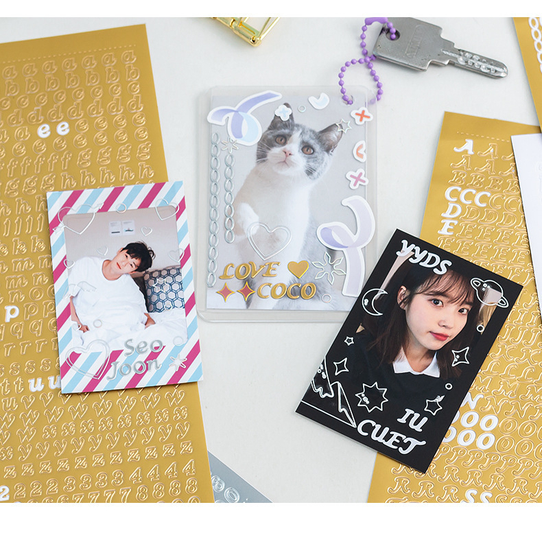 Zanmo tờ nhãn dán sticker trang trí toploader dập nổi họa tiết sáng tạo