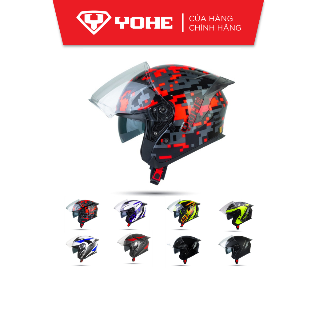 Mũ Bảo Hiểm 3/4 Hai Kính YOHE 878 Plus