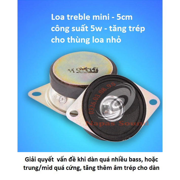 LOA TREBLE MINI 5CM NÚM BẠC - TĂNG TRÉP CHO LOA VI TÍNH, DÀN MINI