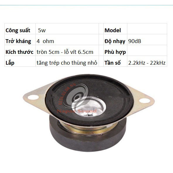 LOA TREBLE MINI 5CM NÚM BẠC - TĂNG TRÉP CHO LOA VI TÍNH, DÀN MINI