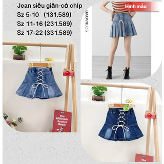  Chân váy xếp ly cho bé gái phối đồ hiphop năng động size 14-50kg mẫu mới (kèm chip)
