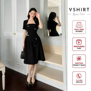 Váy đen đính nơ bigsize vshirt