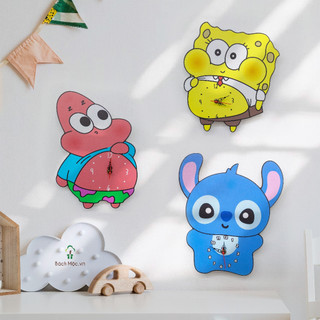 Đồng Hồ Gỗ Họa Tiết Nhân Vật Hoạt Hình Xinh Xắn