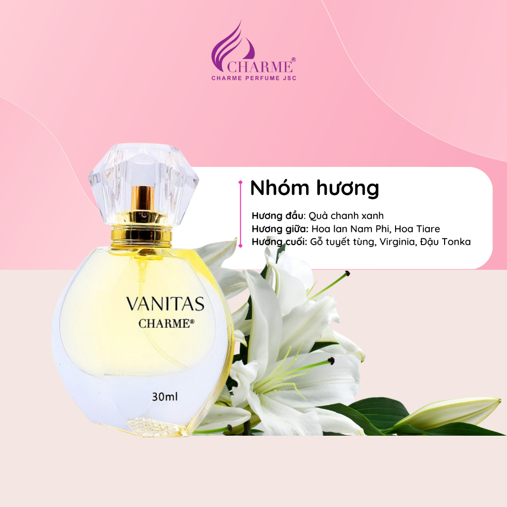 Nước hoa nữ lưu hương lâu Charme Vanitas phong cách, trẻ trung, năng động chai 30ml