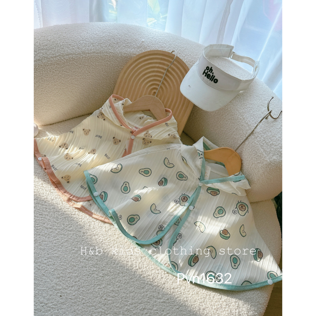 ￼Áo chống nắng cho bé trai bé gái , áo choàng nắng chất đũi gân cho bé