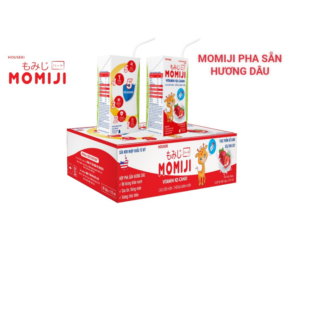 1 thùng sữa pha sẵn momiji dâu 110 ml