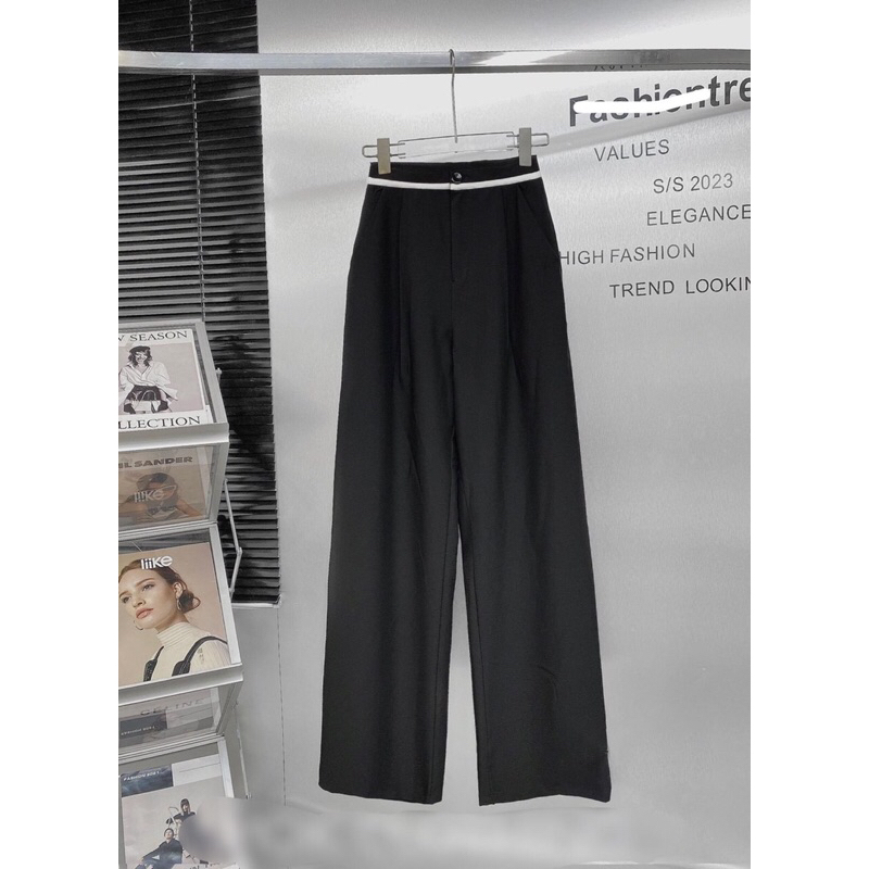 Quần suông Zara đai viền trắng