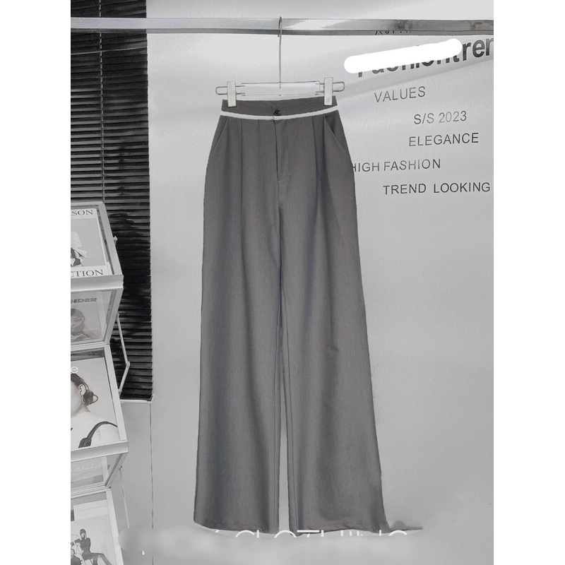 Quần suông Zara đai viền trắng