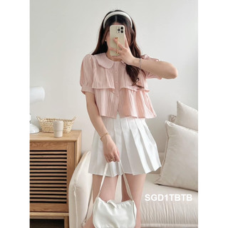 Áo Sơ Mi Gân Dọc 1 Tầng Bèo Tay Bo