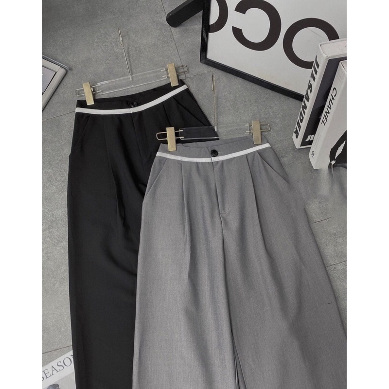 Quần suông Zara đai viền trắng