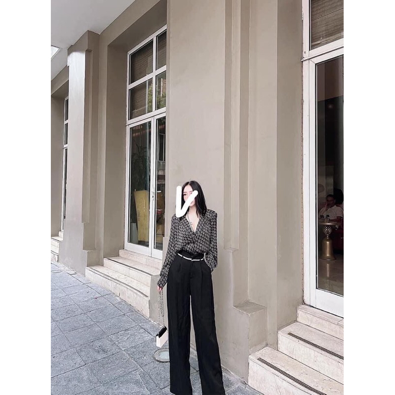 Quần suông Zara đai viền trắng