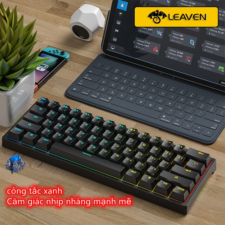 Bàn phím cơ hotswap Leaven K620 Pro RGB LED Phiên bản nâng cao，bàn phím cơ red switch