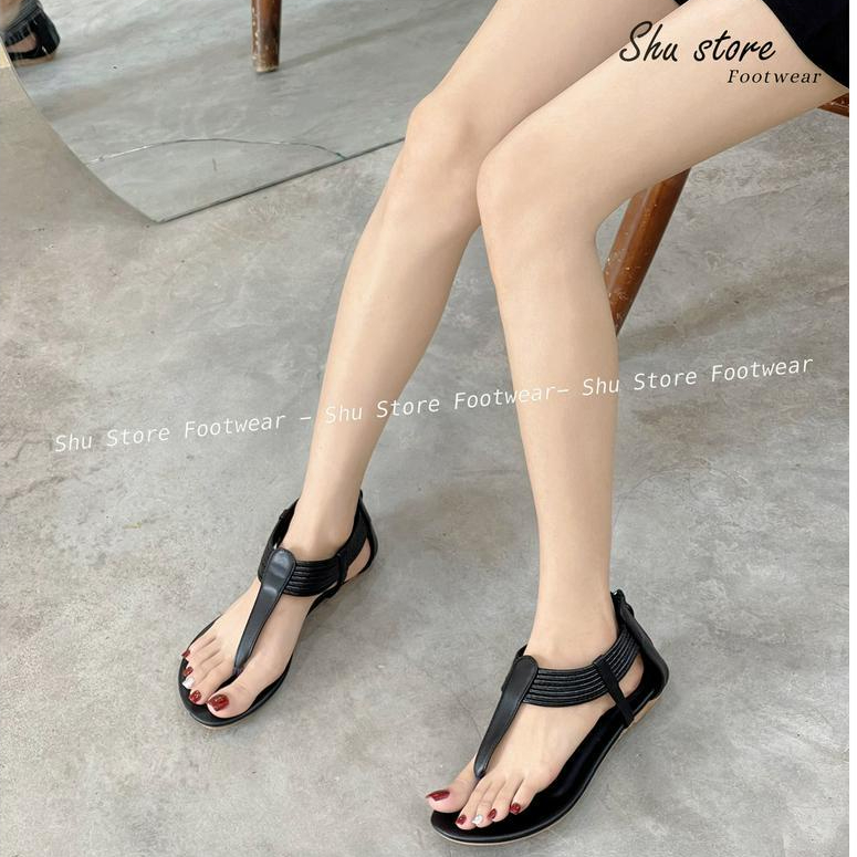 Xăng đan nữ Shu Store đế bệt đan chéo mũi tròn mang xinh dành thời trang cho nàng