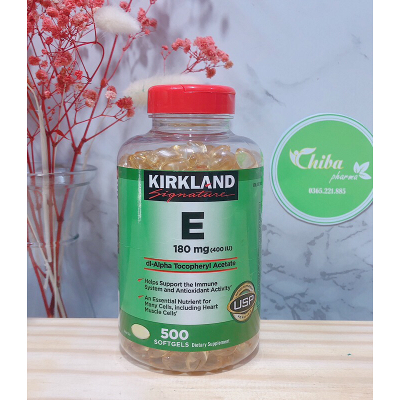 Viên Vitamin E Kirkland của Mỹ, hộp 500v- từ vitamin E tự nhiên