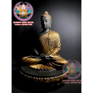 Bổn sư Thích Ca cao 34 cm đồng cổ vàng- đen