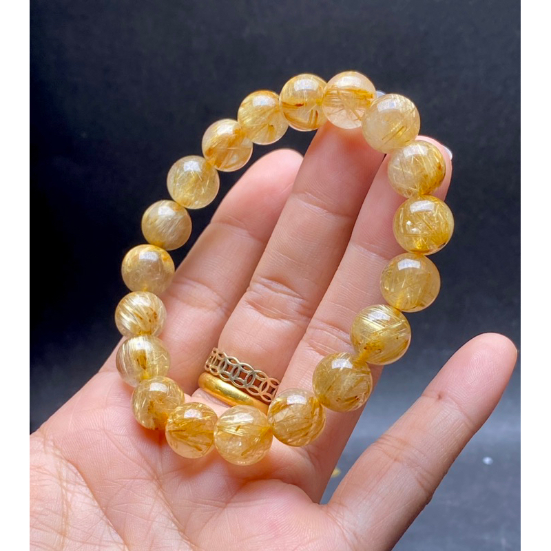 Vòng tay thạch anh tóc vàng 10li