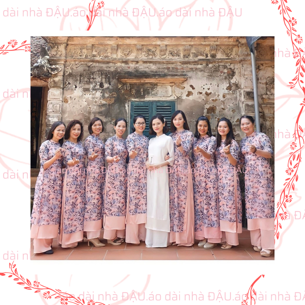 Áo dài cách tân nữ 4 tà hoa nhí