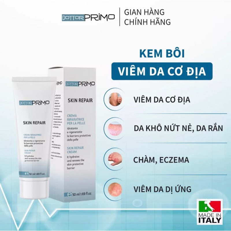 Kem bôi viêm da cơ địa DottorPrimo Skin Repair 20ml cấp ẩm, dưỡng da cải thiện tình trạng viêm da cơ địa