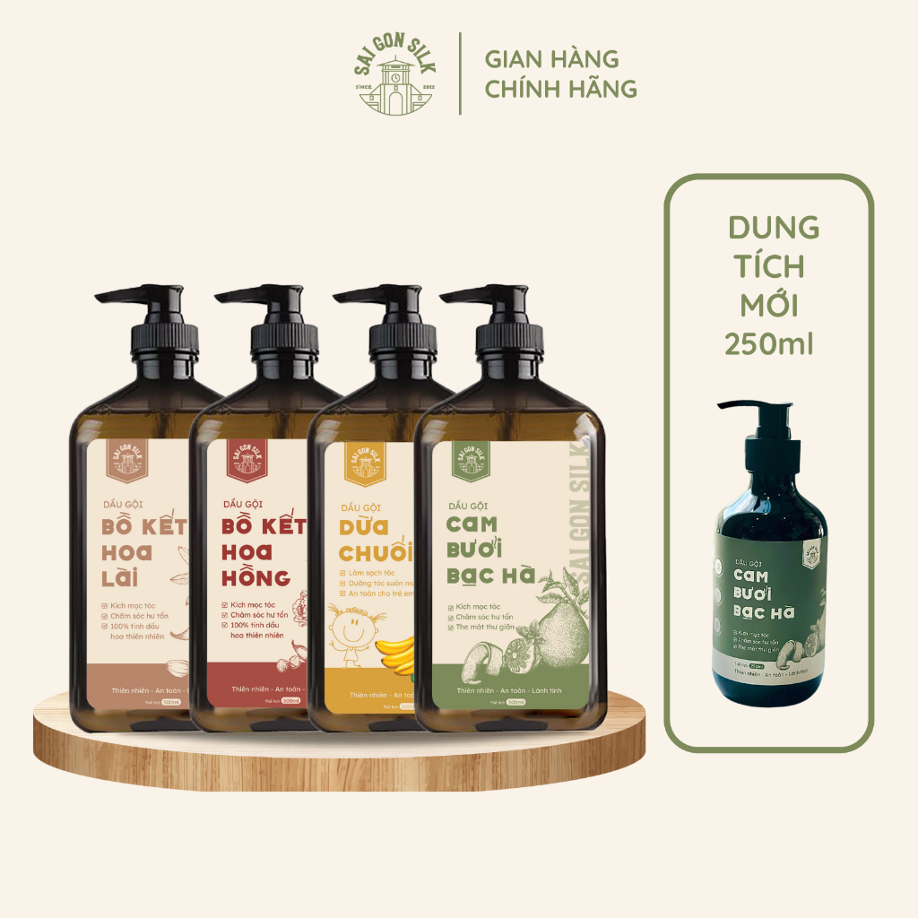 Dầu Gội Thảo Dược Saigon Silk cho mái tóc mềm mượt và giảm gãy rụng 500ml