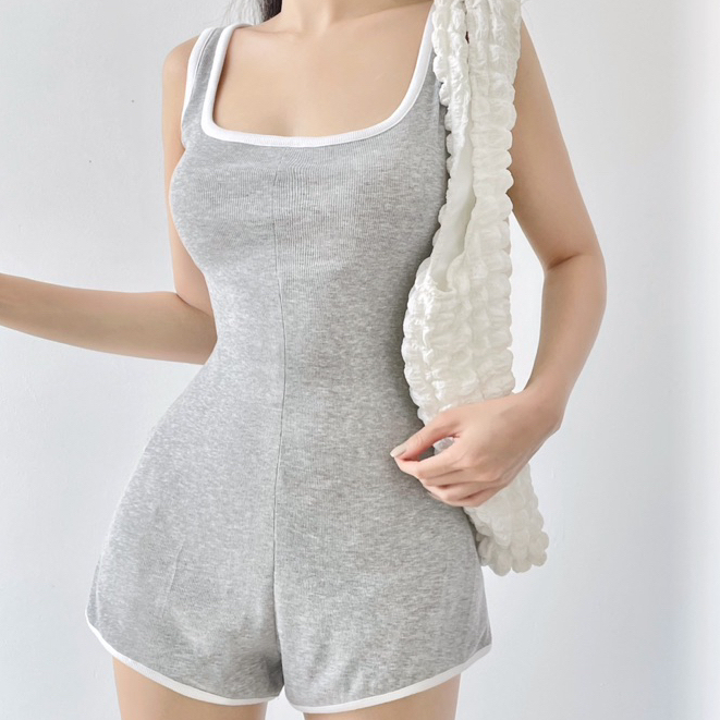 Playsuits thun co giãn dáng ngắn áo 2 dây Jumpsuit Basic NGOCCLOTHING nữ [FREESHIP] Bộ đồ liền thân phong cách thể thao