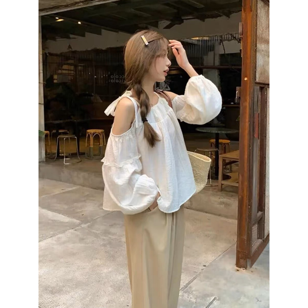 Áo Babydoll Buộc Dây Quảng Châu, Dáng Vintage, Freesize Dưới 60kg, Hàng Shop