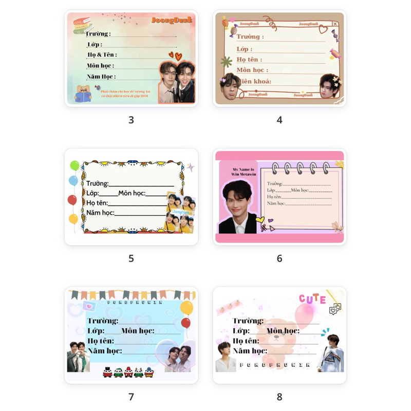 SET 20 GIẤY NHÃN GEMINIFOURTH, BRIGHTWIN, JOONGDUNK, MILEAPO, BOUNPREM vv