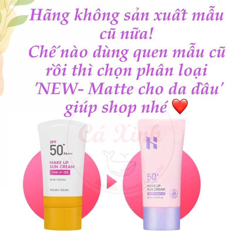 Kem chống nắng trang điểm Make Up Sun Cream Holika Holika SPF50+/PA+++ có bill phía sau