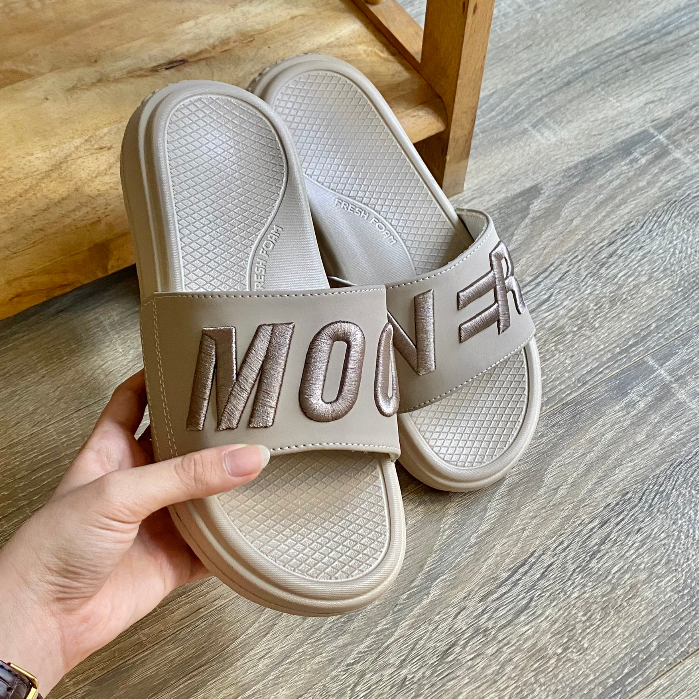 Dép quai ngang nam nữ MOOVER THÊU CHỮ ĐẾ 4P, dép unisex thích hợp mang mỗi ngày, có hộp đầy đủ