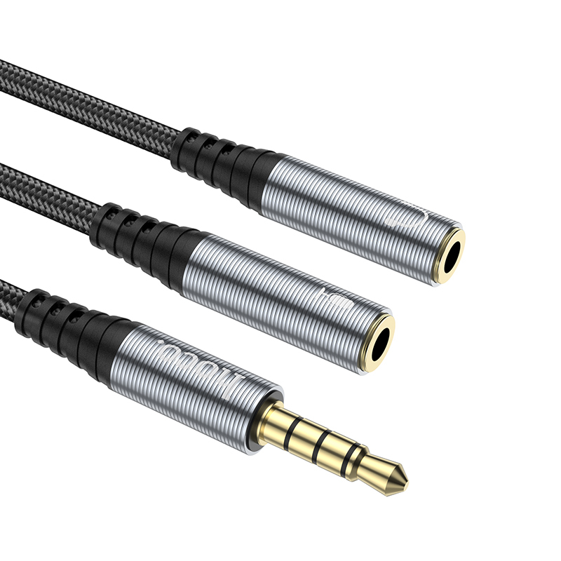 Cáp chia và gộp tai nghe 3.5mm HOCO loại jack dùng để chuyển đổi audio mic cho điện thoại laptop pc cho tai nghe loa