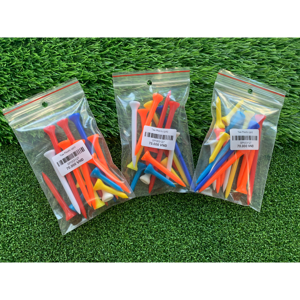 Tee golf  Tee nhựa màu dạng loa - gói 15 cây dài/ngắn