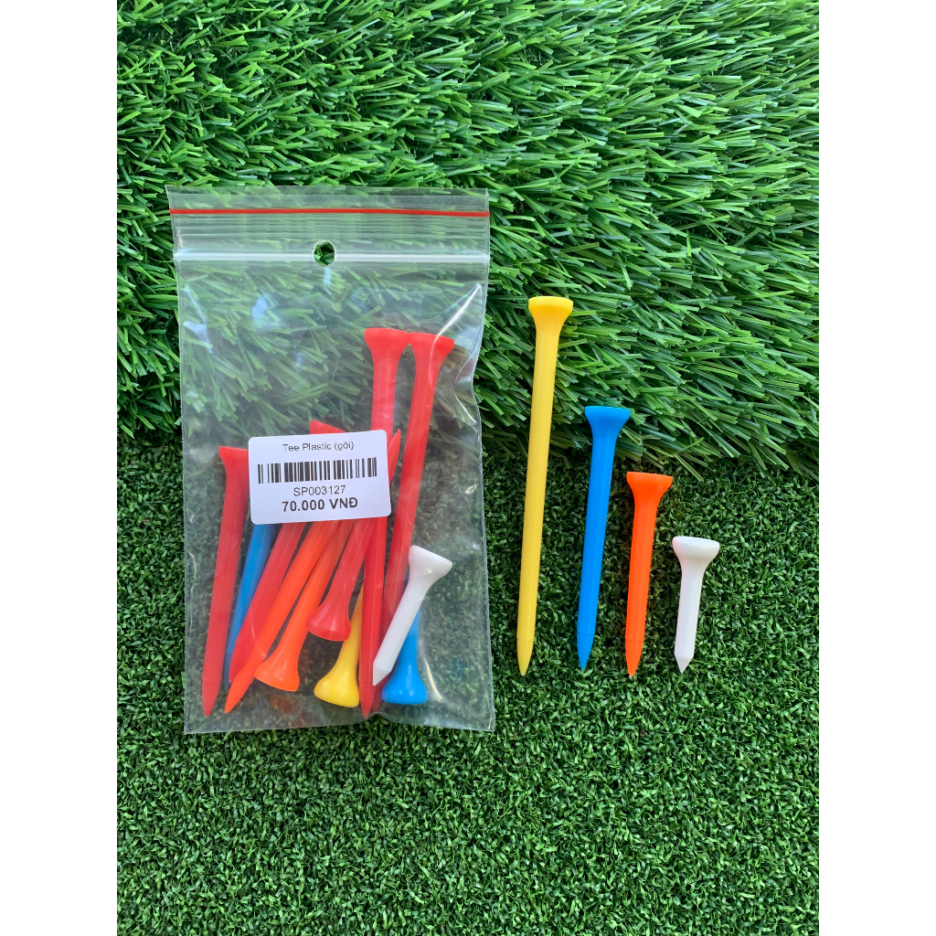 Tee golf  Tee nhựa màu dạng loa - gói 15 cây dài/ngắn