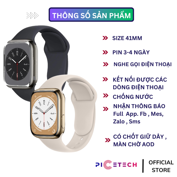 Đồng Hồ WATCH 8 - 41mm Smartwatch Thông Minh Tràn Viền Thép , Kết Nối Bluetooth Sử Dụng Nghe Gọi - Chính Hãng PICETECH | BigBuy360 - bigbuy360.vn