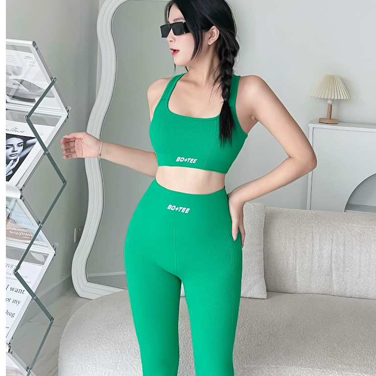 SET TẬP GYM YOGA NỮ, CHẤT DỆT KIM BO-TEE CAO CẤP, CỰC TÔN DÁNG CH19350