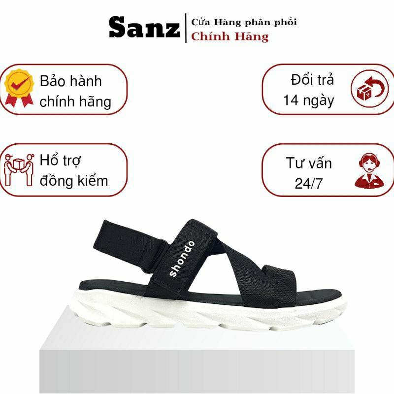 Giày Sandal Shondo Shat F6 Sport màu đen đế trắng Chính Hãng 100%
