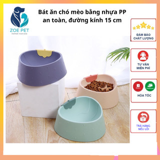 Bát ăn cho chó mèo bằng nhựa PP bền chắn, đường kính miệng bát 15 cm, nhiều họa tiết