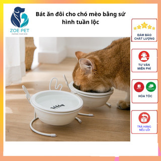 Bát ăn đôi men sứ hình con cá đế kim loại cao cấp sang trọng