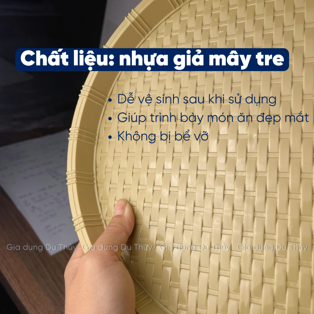 Mẹt nhựa giả mây tre hình tròn dùng làm mẹt đựng bún đậu mắm tôm, mẹt đựng gỏi, mẹt đựng gà nướng, dĩa đựng bánh xèo