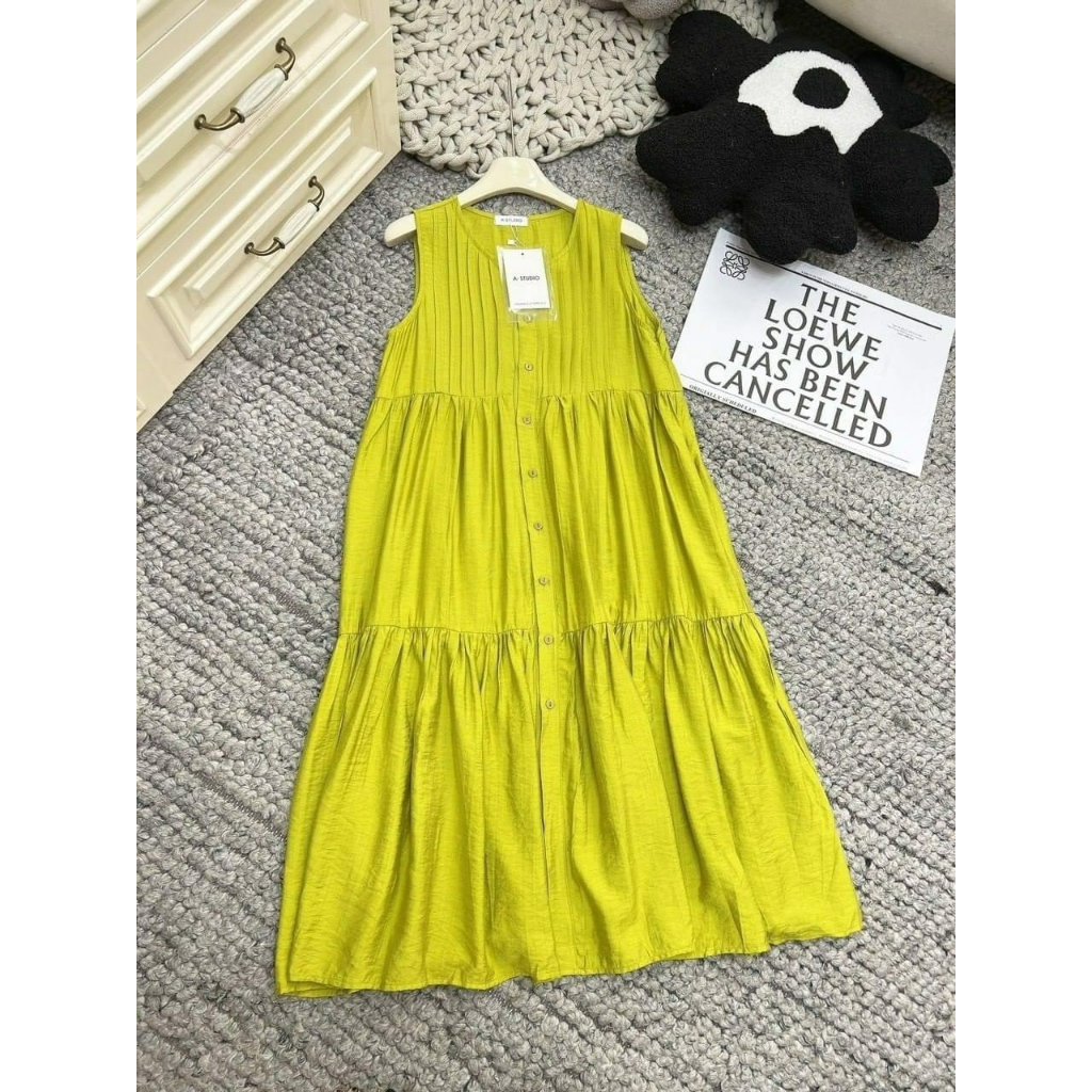 Váy hè form babydoll suông dài 3 tầng siêu xinh, chất đũi Hàn mềm nhẹ cực mát, Bầu Bí cũng OK ạ