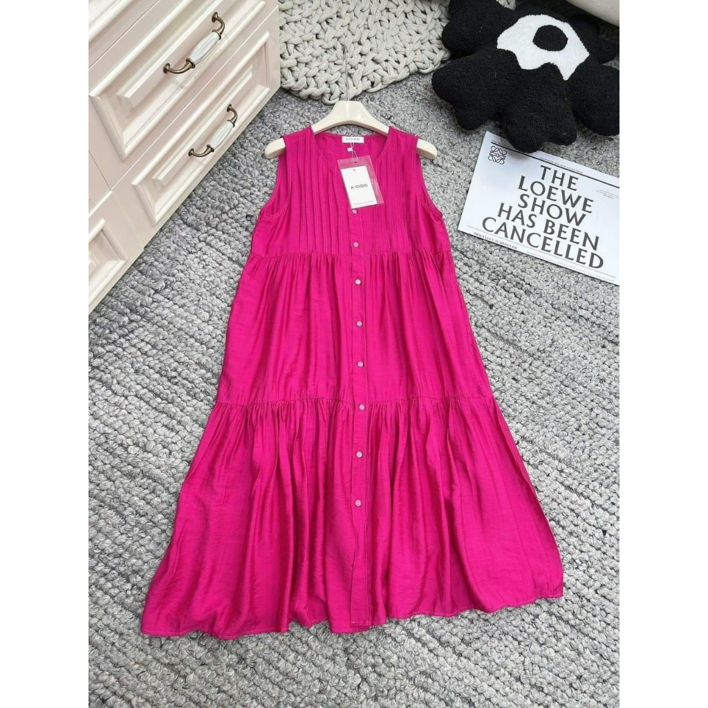 Váy hè form babydoll suông dài 3 tầng siêu xinh, chất đũi Hàn mềm nhẹ cực mát, Bầu Bí cũng OK ạ