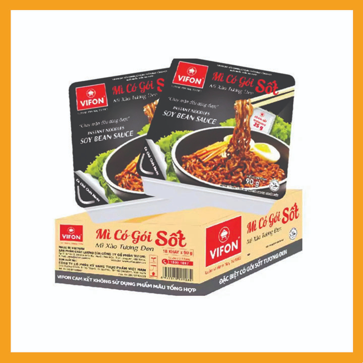 1 thùng mì xào tương đen Vifon 18 khay-Sỉ thùng mì trộn tương đen giao hoả tốc