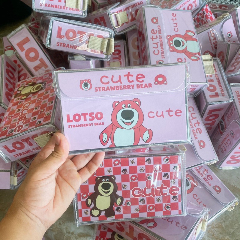 Túi đeo chéo gấu dâu- Túi custom mini box bag- Túi losto mini dễ thương