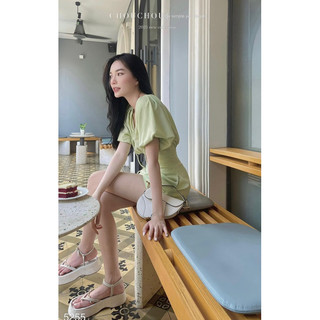 JUM TAY BỒNG LI EO NƠ CỔ 2 Màu