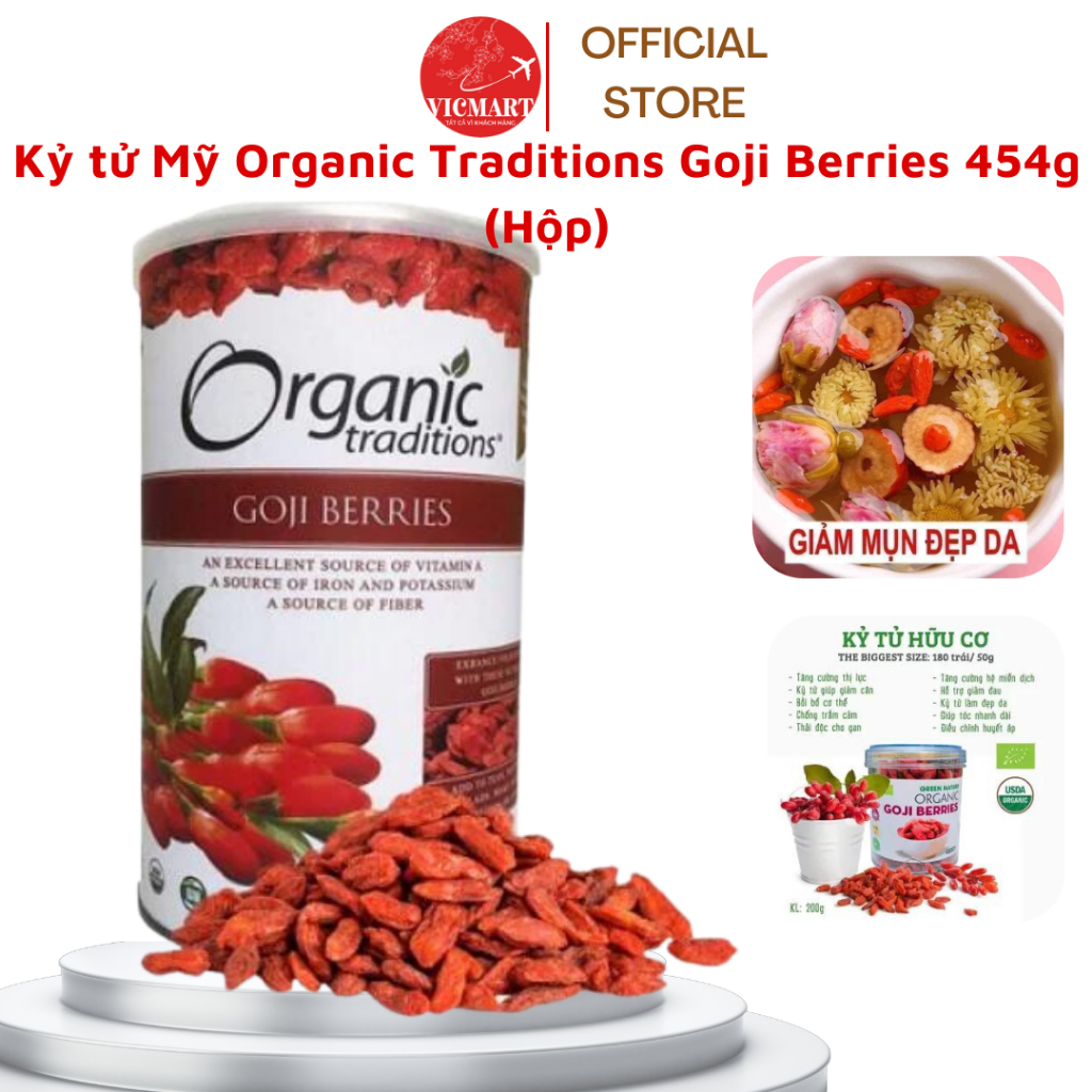 Kỷ tử sấy khô Goji Berreis Organic Traditions hộp 454gr của Mỹ