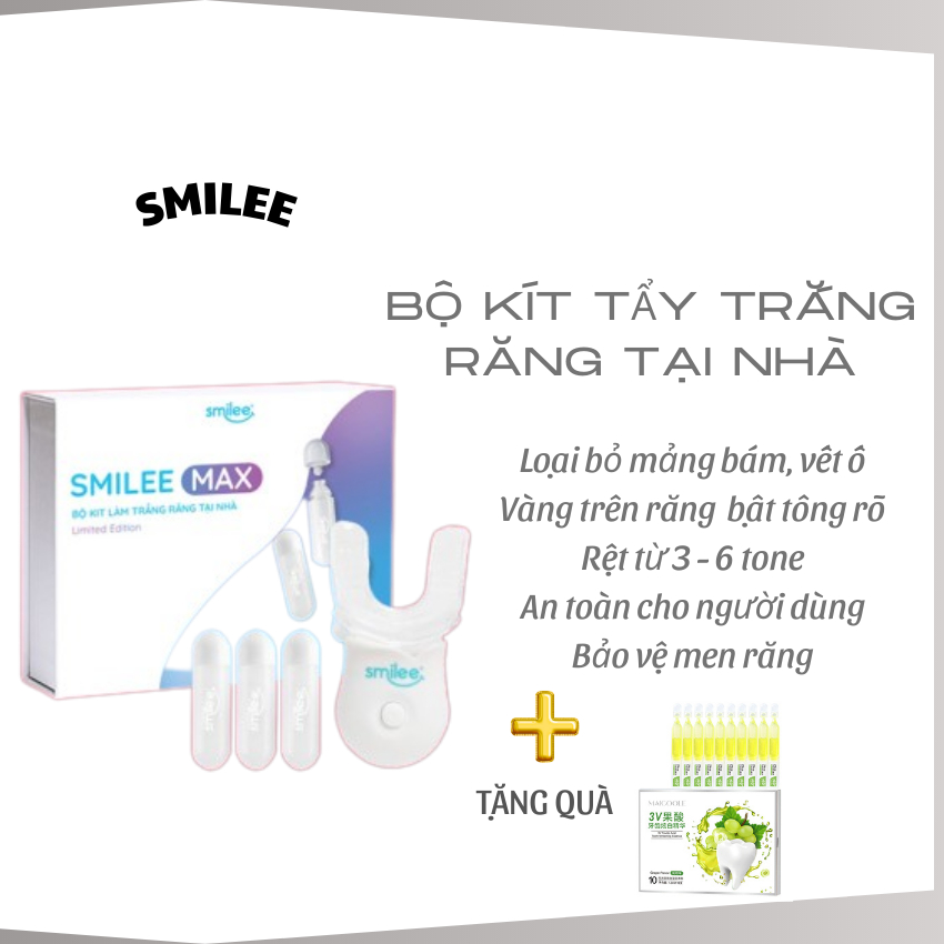 Bộ Kít Tẩy Trắng Răng Smilee Làm Trắng Răng Tại Nhà Bằng Máy Tra Gel Smilee Sau 7 NGày Giá Sĩ
