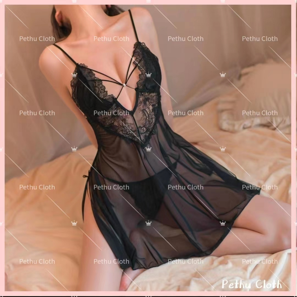 （Q1,HCM) có quần lótĐầm/váy ngủ sexy2 dây ren nữ gợi cảm khoe lưng đen + trắng + hồng 40-65kg--034