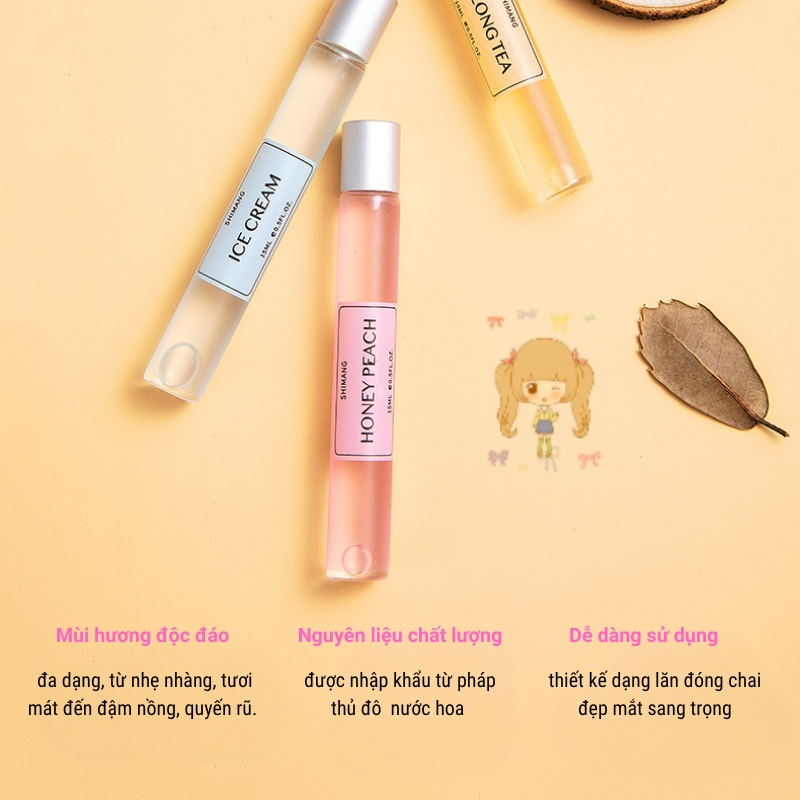 Nước Hoa Dạng Lăn Unisex Shimang 15ML Lưu Hương Thơm Lâu Mùi Hương Đa Dạng Siêu Dễ Thương
