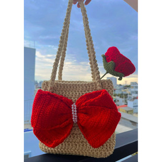 Túi len móc bằng sợi Macrame nơ xinh 🥰🥰