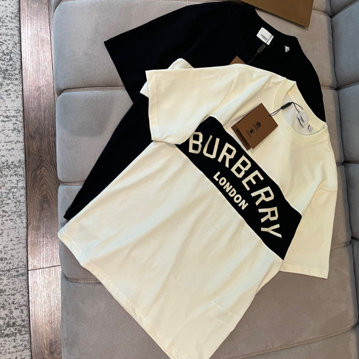 Áo Thun cotton Cổ Vuông Ngắn Tay Cỡ Lớn In logo Burber Thời Trang Chất Lượng Cao Cho Nam Và Nữ XS-3XL