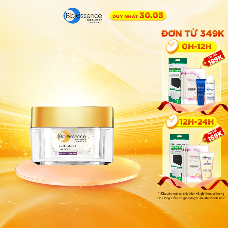 Kem dưỡng da ngăn ngừa lão hóa ban đêm Bio-Essence Bio-Gold Bio-Essence Gold Night Cream chiết xuất vàng 24k 40g
