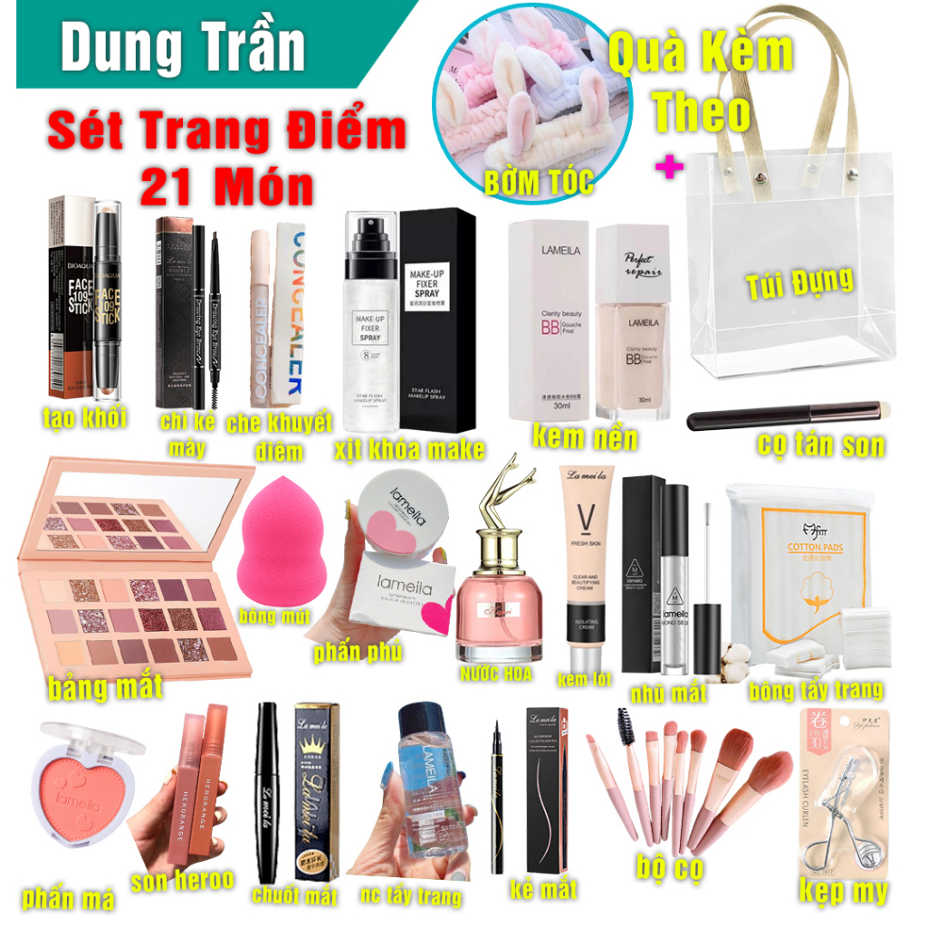 Combo MakeUp 21 Món Đầy Đủ &ComBo 17 Món Đầy Đủ Với Nhiều Phần Qùa Kèm Theo - Dung Trần Mew